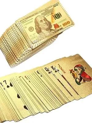 Baralho Dourado Ouro 24k Folheado Poker Truco Cartas aprova d'água - Foto 2