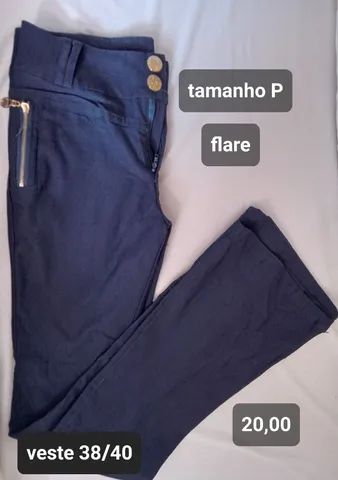 Calça flare feminina azul