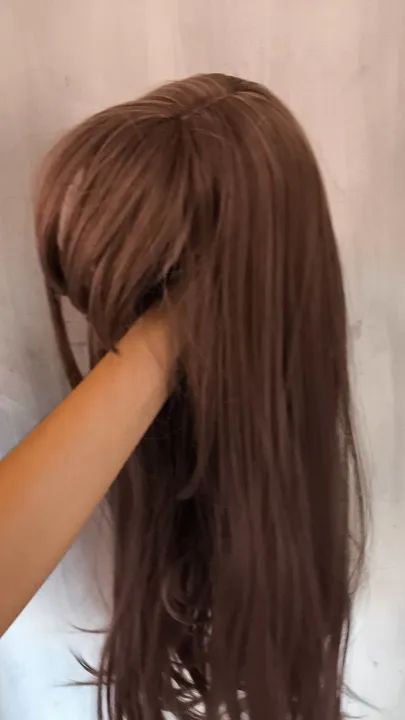 Peruca castanho rose - cabelo longo e liso