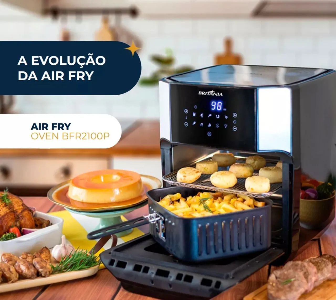 Fritadeira Air Fry Forno Oven 12litros Bfr2100 Britânia 220v - Foto 6