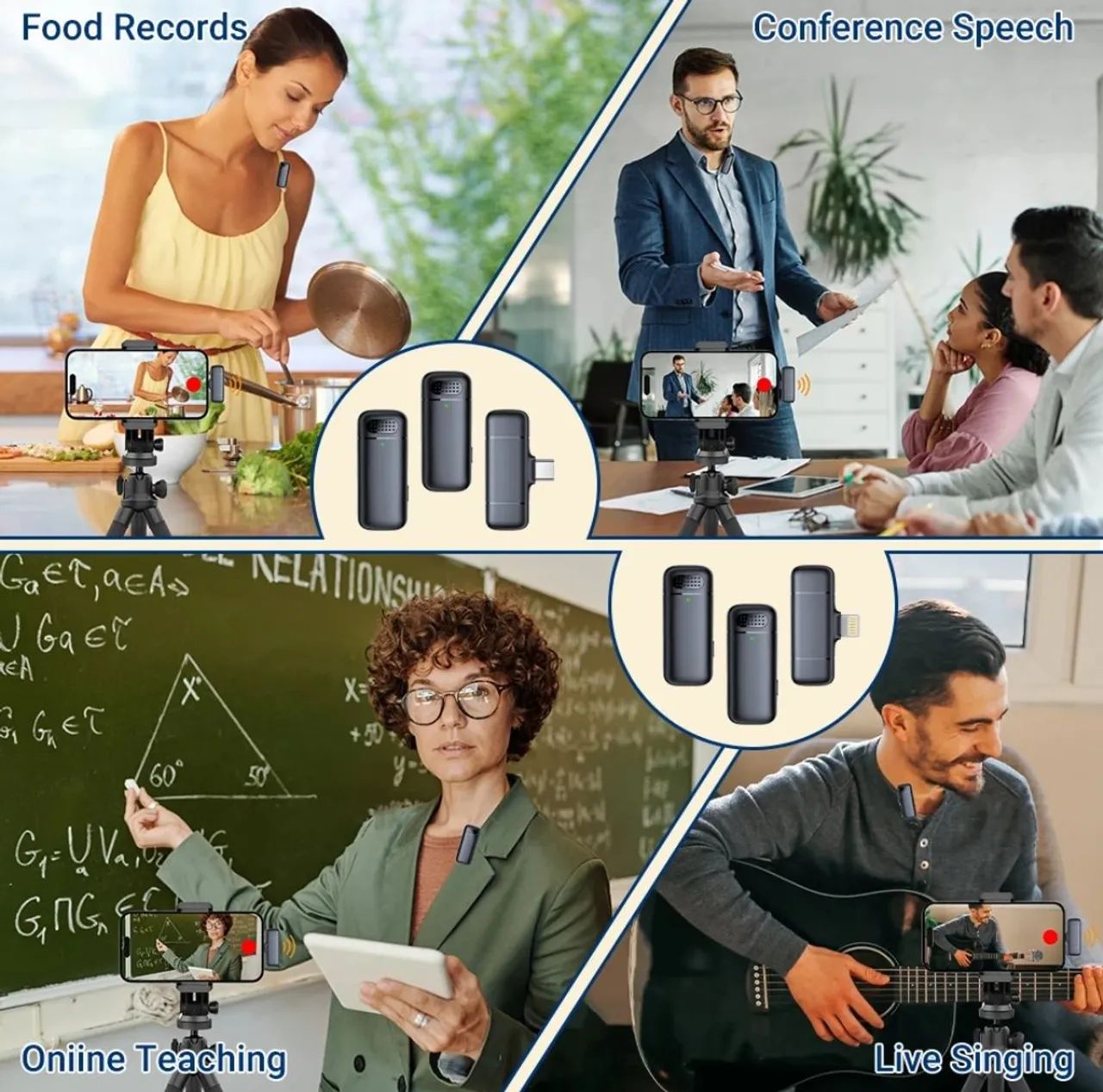 Microfone lapela sem fio lapella wi-fi recarregável professor conferência Android  - Foto 5