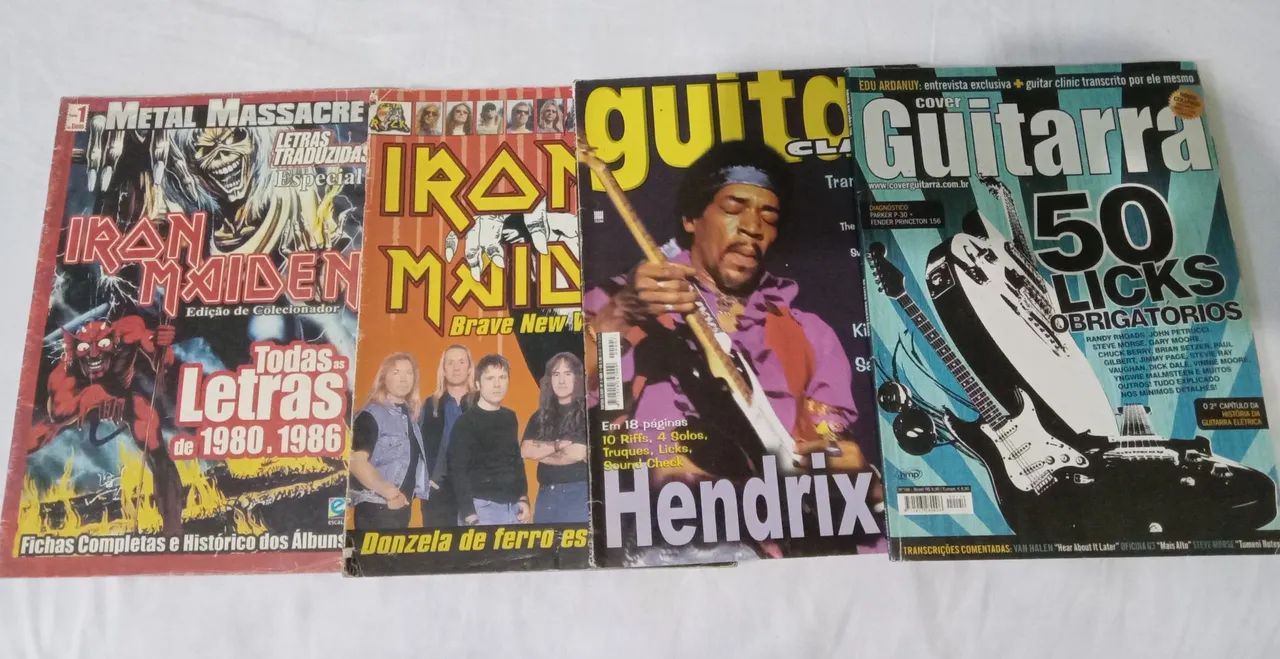 Revistas Guitarra, guitar class e duas com letras do Iron Maiden
