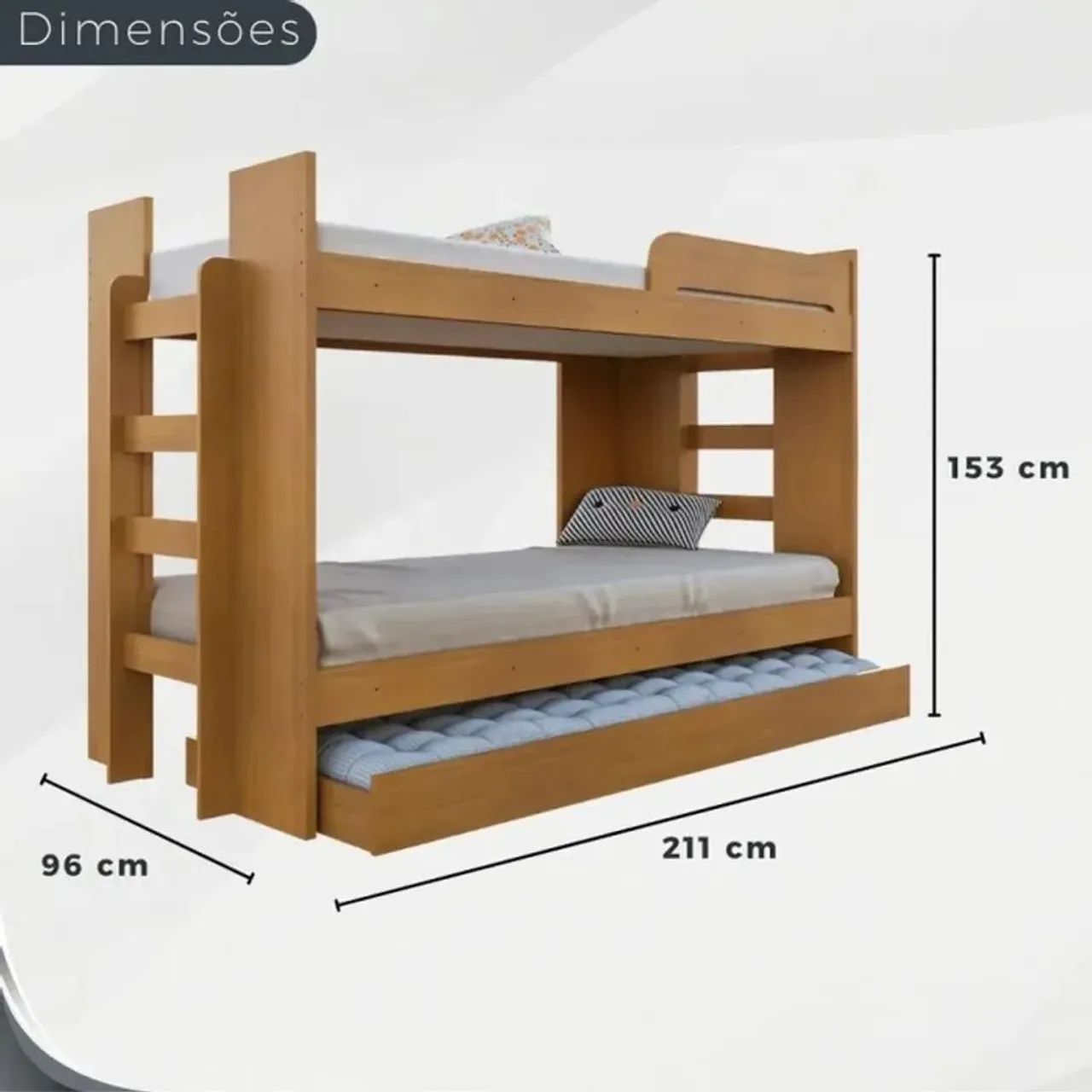 Cama Beliche Reforçada com Auxiliar| Espaço e Praticidade - Foto 3