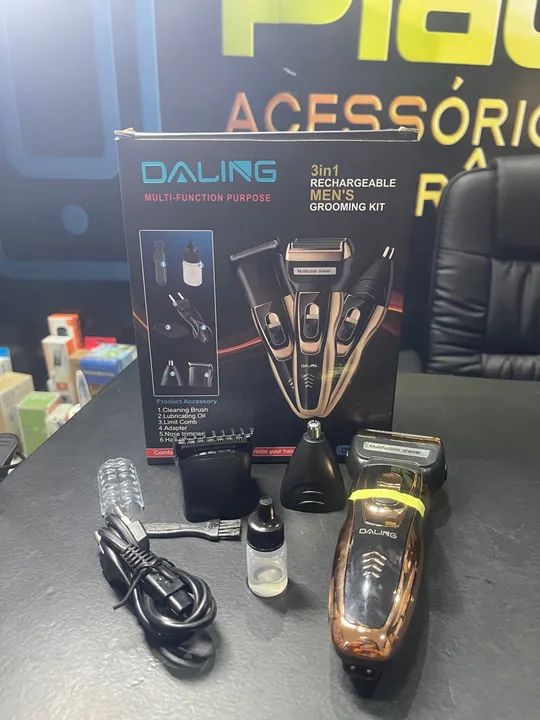 Kit de Aparador de Barba 3 em 1 - Recarregável - Daling - Foto 2