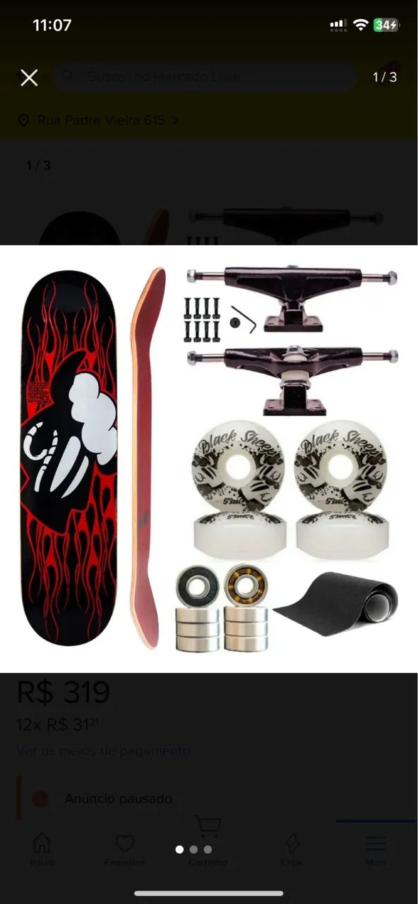 (LIGHTLY USED) Black Sheep 8.0 Street Complete Skateboard, Ivory
