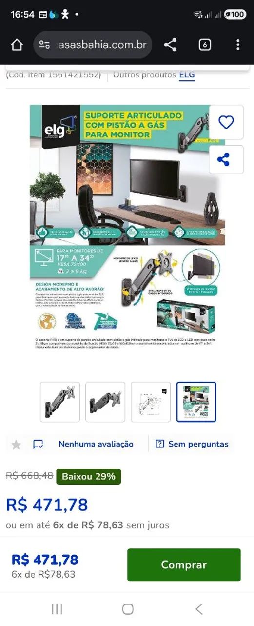 Suporte articulado Monitor a Gas