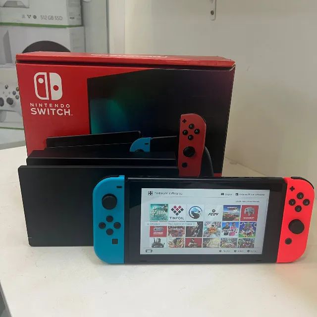 Nintendo Switch V2 Destravado Cheio de Jogos com Garantia-Pegamos Videogames-Loja Física
