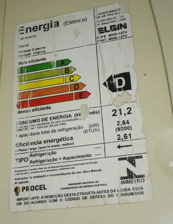 Ar Condicionado Split Elgin 9000 BTUs 110V 2un / DEFEITO LEIA!!! - Foto 2