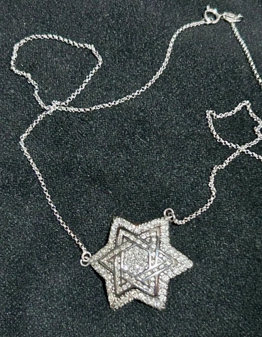 Colar ouro 18k de diamantes grande, estrela de Davi  - Foto 4