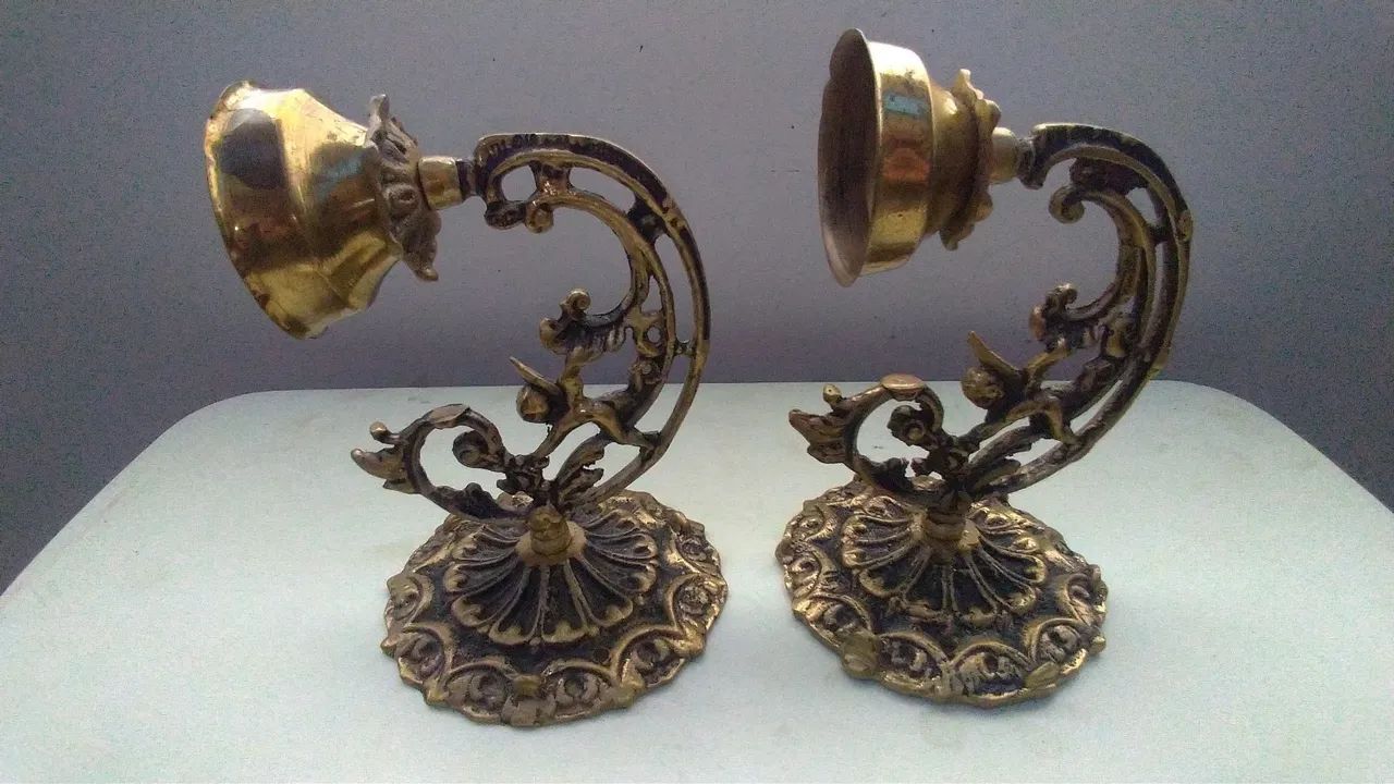 Base  arandelas  metal fundido antigas  - Foto 4
