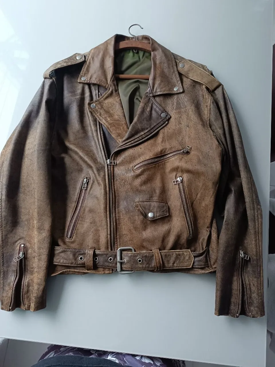 Jaqueta de couro vintage marrom