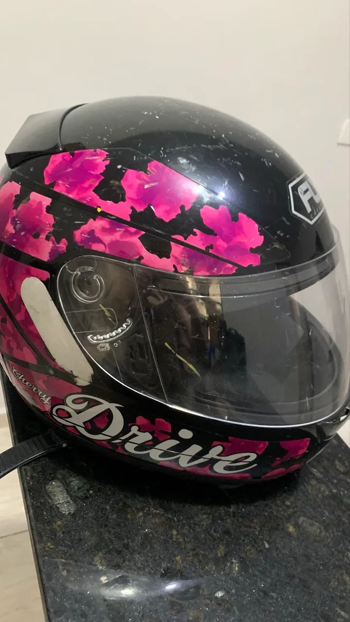 Capacete Feminino Fly Drive (rosa com preto) usado  - Foto 2