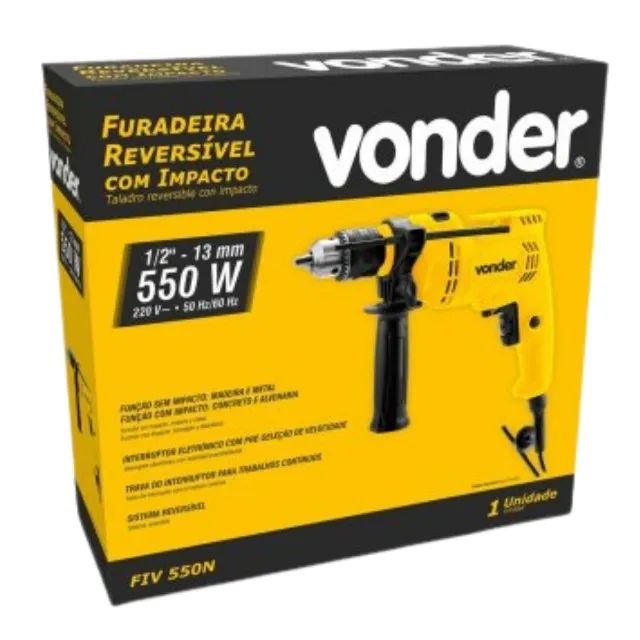 Furadeira Martelete Parafusadeira13mm Vonder FIV 550 550W Acessório 220V Parafuso Broca  - Foto 2