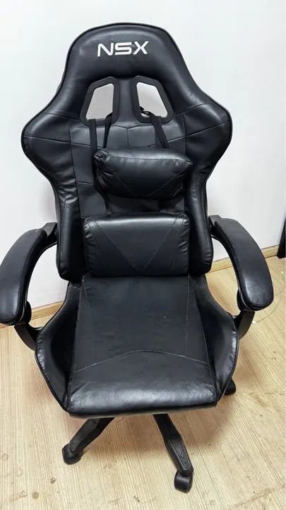 Cadeira Gamer Giratória Nsx Reclinável Estofado Couro - Foto 2