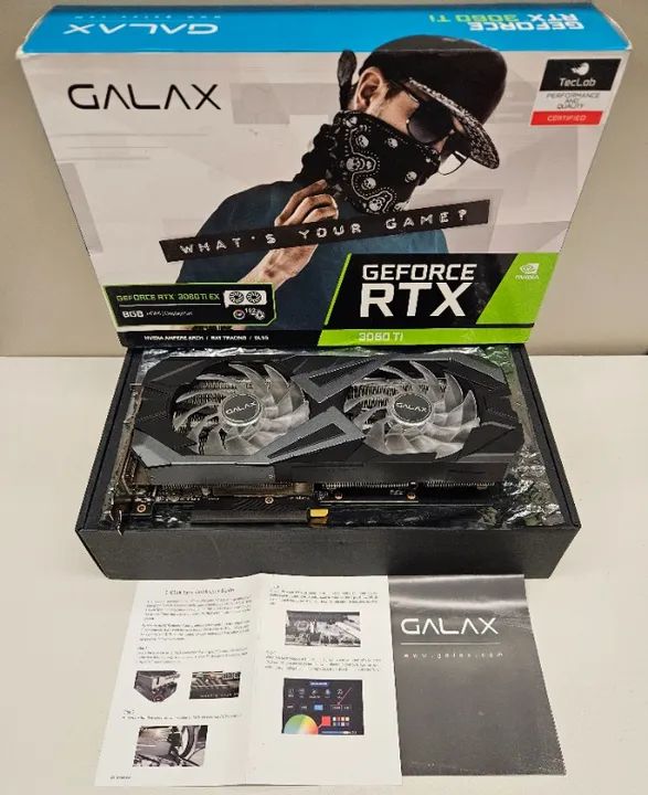 Placa de vídeo Galax RTX 3060 Ti 8GB EX Dual Fan LED Top! Na caixa! - Foto 3