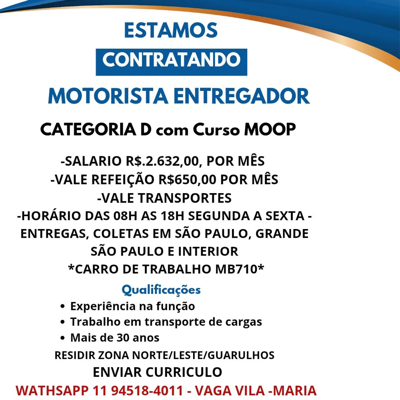 "motorista categoria d" - Vagas de emprego no Brasil