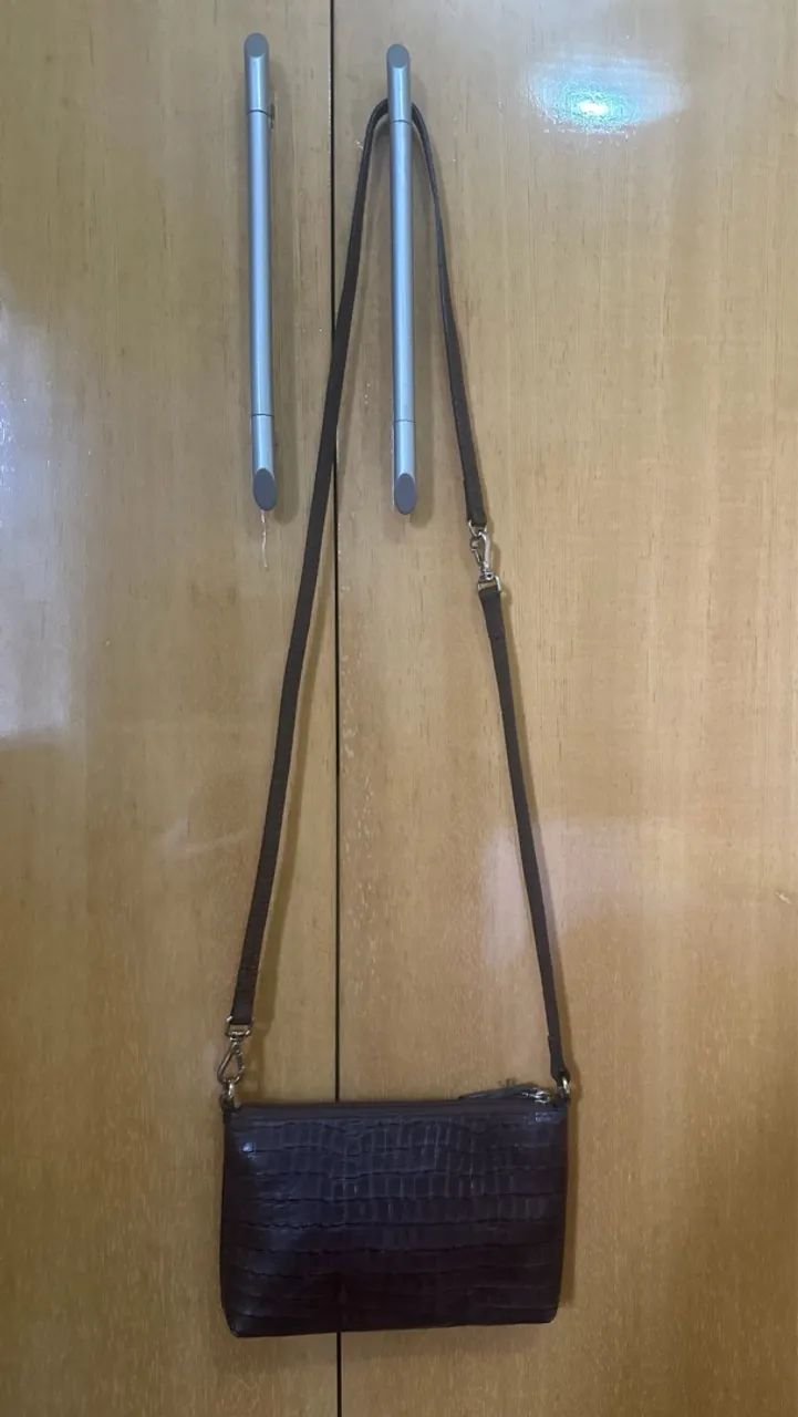 Vendo mini bag, bolsa de ombro couro marrom - Foto 2