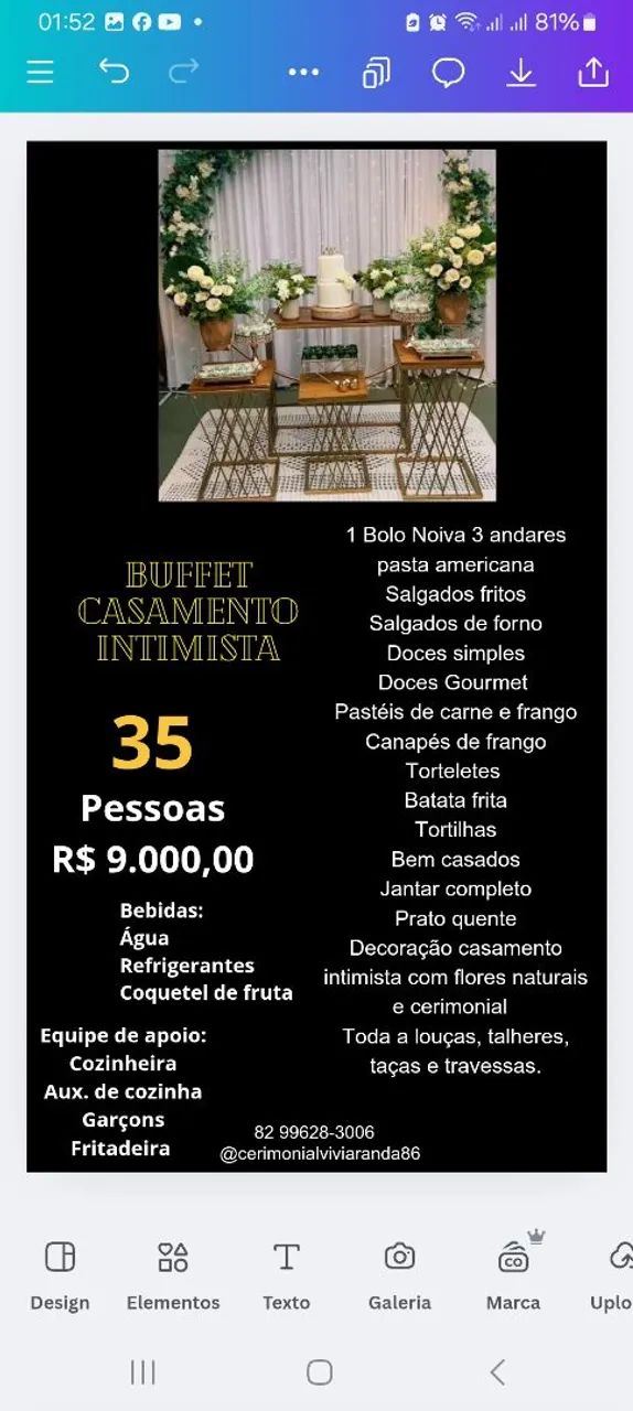 BUFFET CASAMENTO INTIMISTA COMPLETO