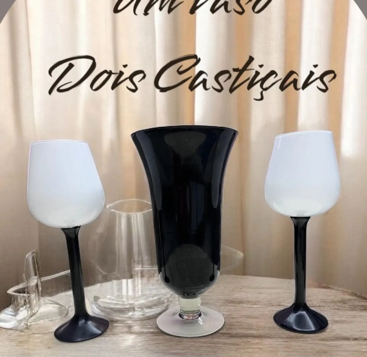 Conjunto de Vaso Decorativo  e 2 Castiçais Branco e Preto - Foto 4