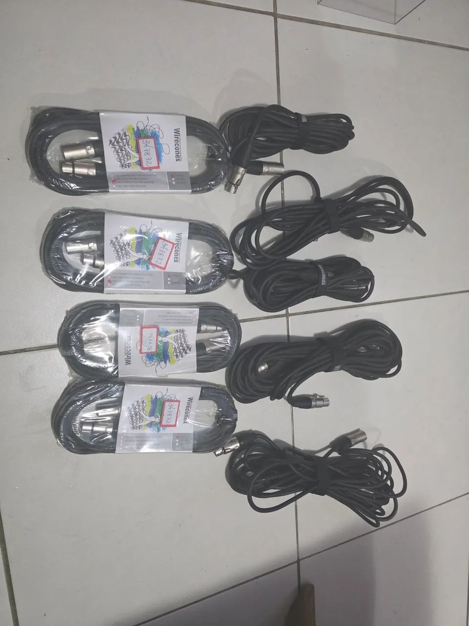4 Cabos 5m para microfone emborrachado xlr / xlr wireconex