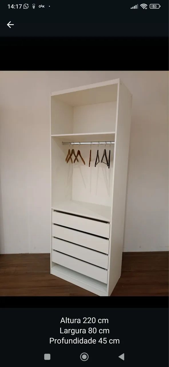CABIDEIRO COM 04 GAVETAS E MALEIRO CLOSET