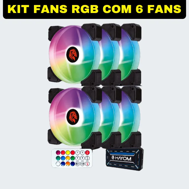 Kit Fans RGB Com 6 Fans | Com Controladora | Novo Com Garantia | Entrega Rapida |