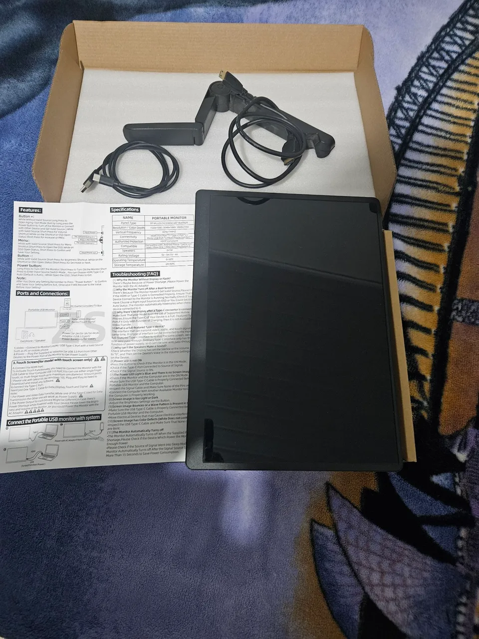 Monitor Portátil 2k Zsus na caixa USBc 14 polegadas