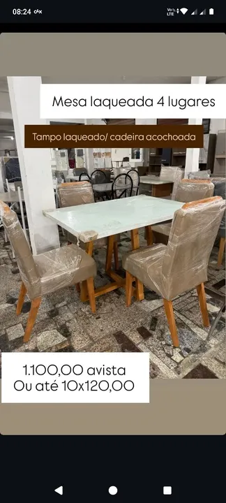 Mesa laqueada 4 lugares- Entrega imediata