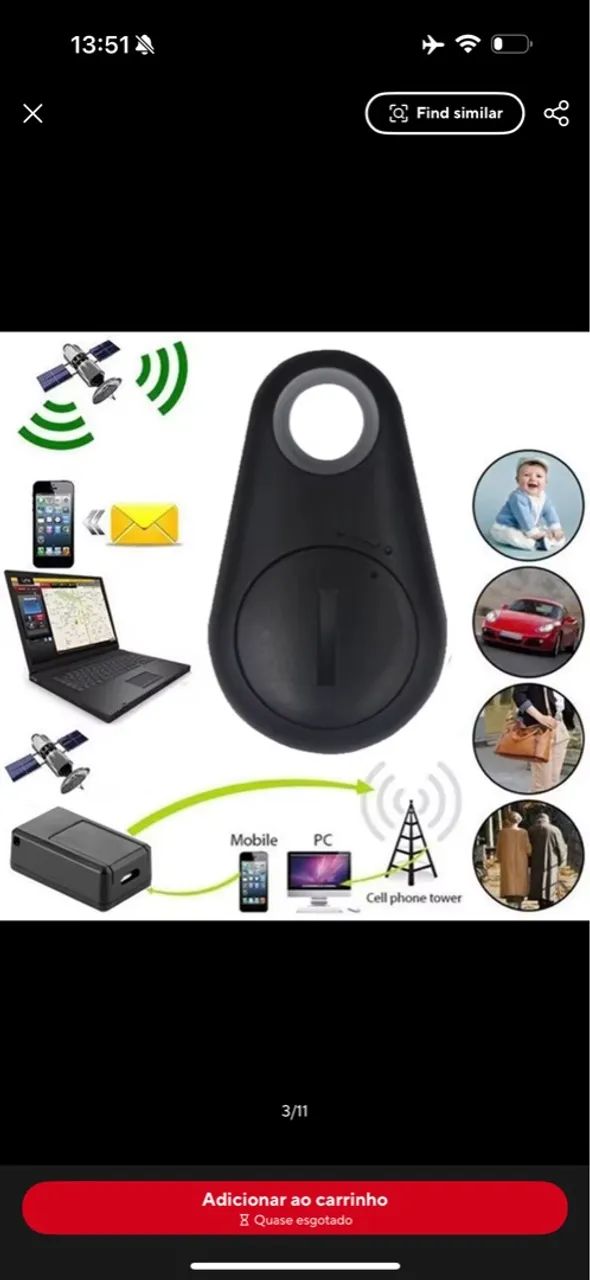 Mini tag Rastreador GOS de Bagagem Anti-Perda Bluetooth - Foto 3