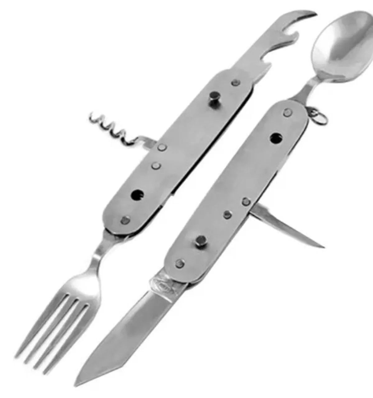 Kit de talheres multifuncional inox 7 em 1. 11 cm dobrado. Acompanha elegante case de lona - Foto 5