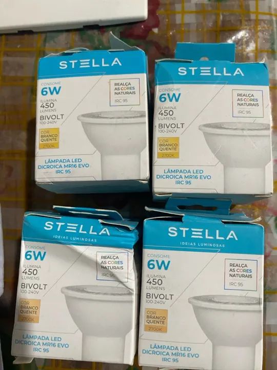 Lâmpadas LED Dicroicas MR16 EVO Stella 6W Bivolt - 450 Lumens - Branco Quente