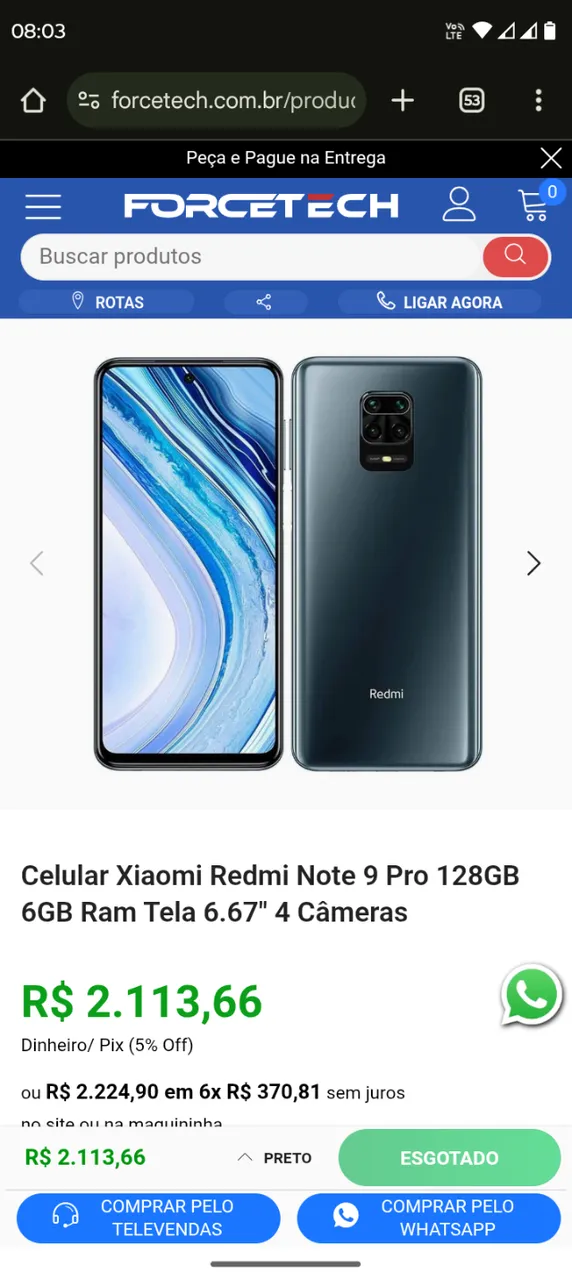 Redmi note 9 pro 300 reais