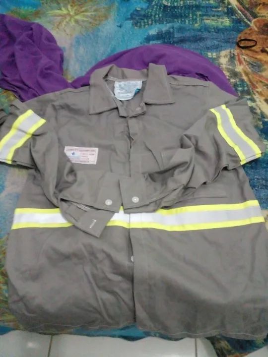 Camisas Anti-chamas Nr10 Risco 2, faixa Refletiva, Algodão (Cinza M e P)