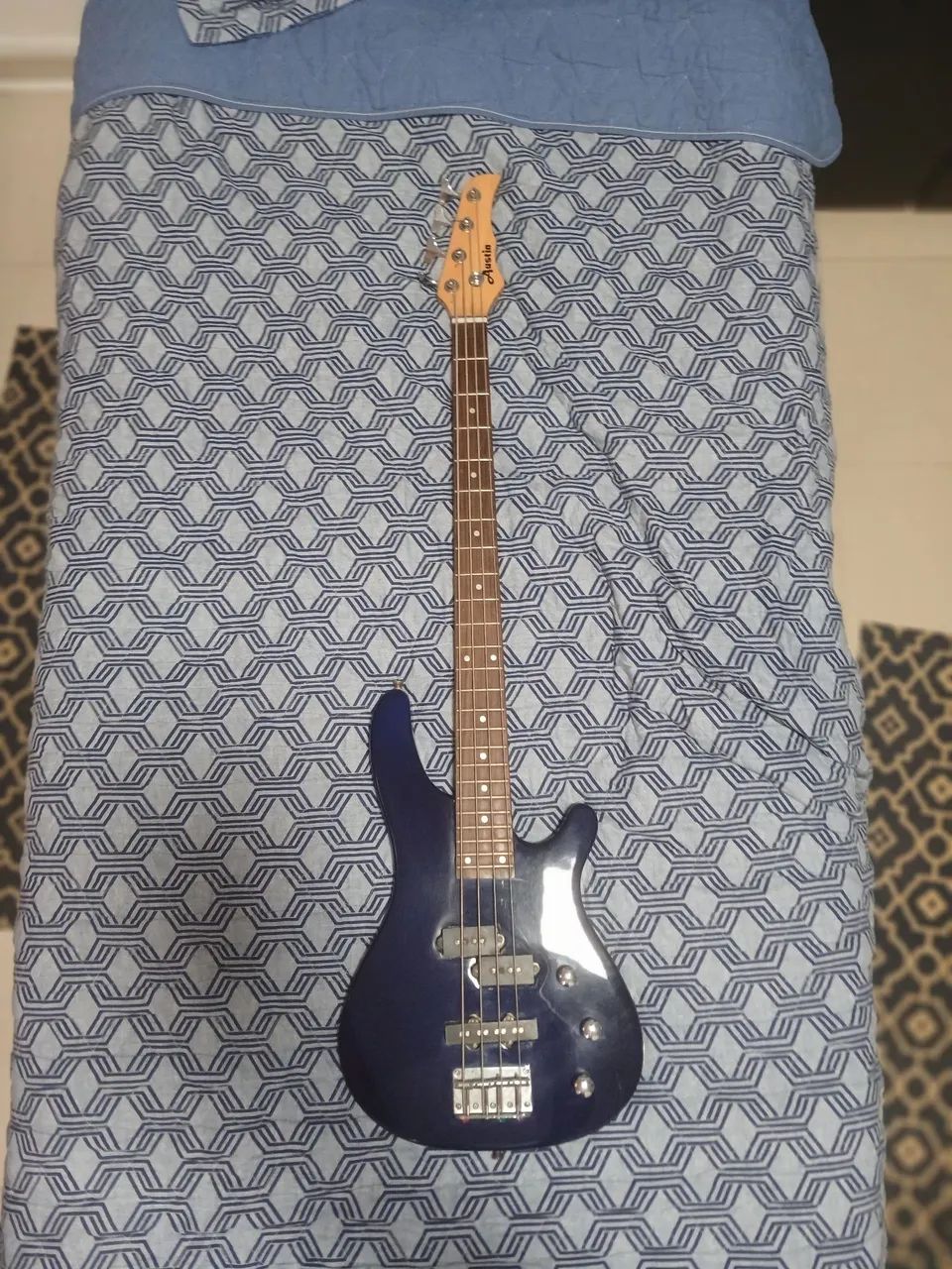 BAIXO AUSTIN AZUL 4 CORDAS COM CASE 