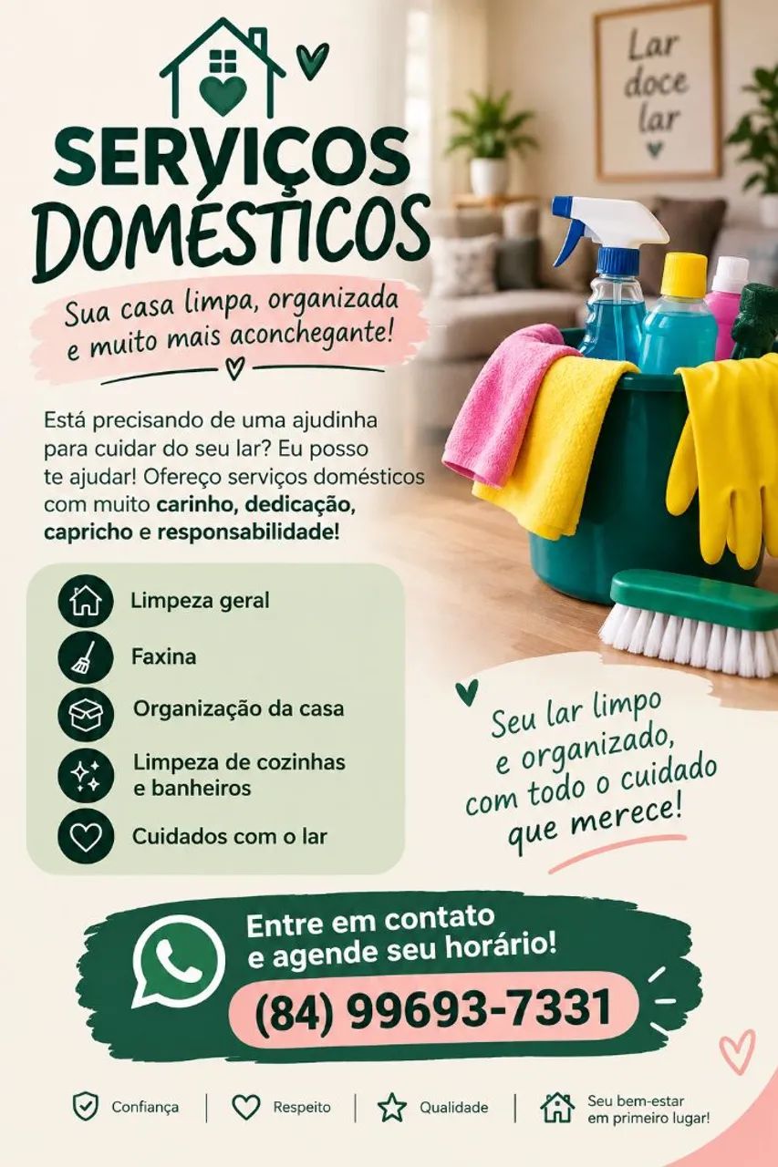 Ofereço meus serviços domésticos!!