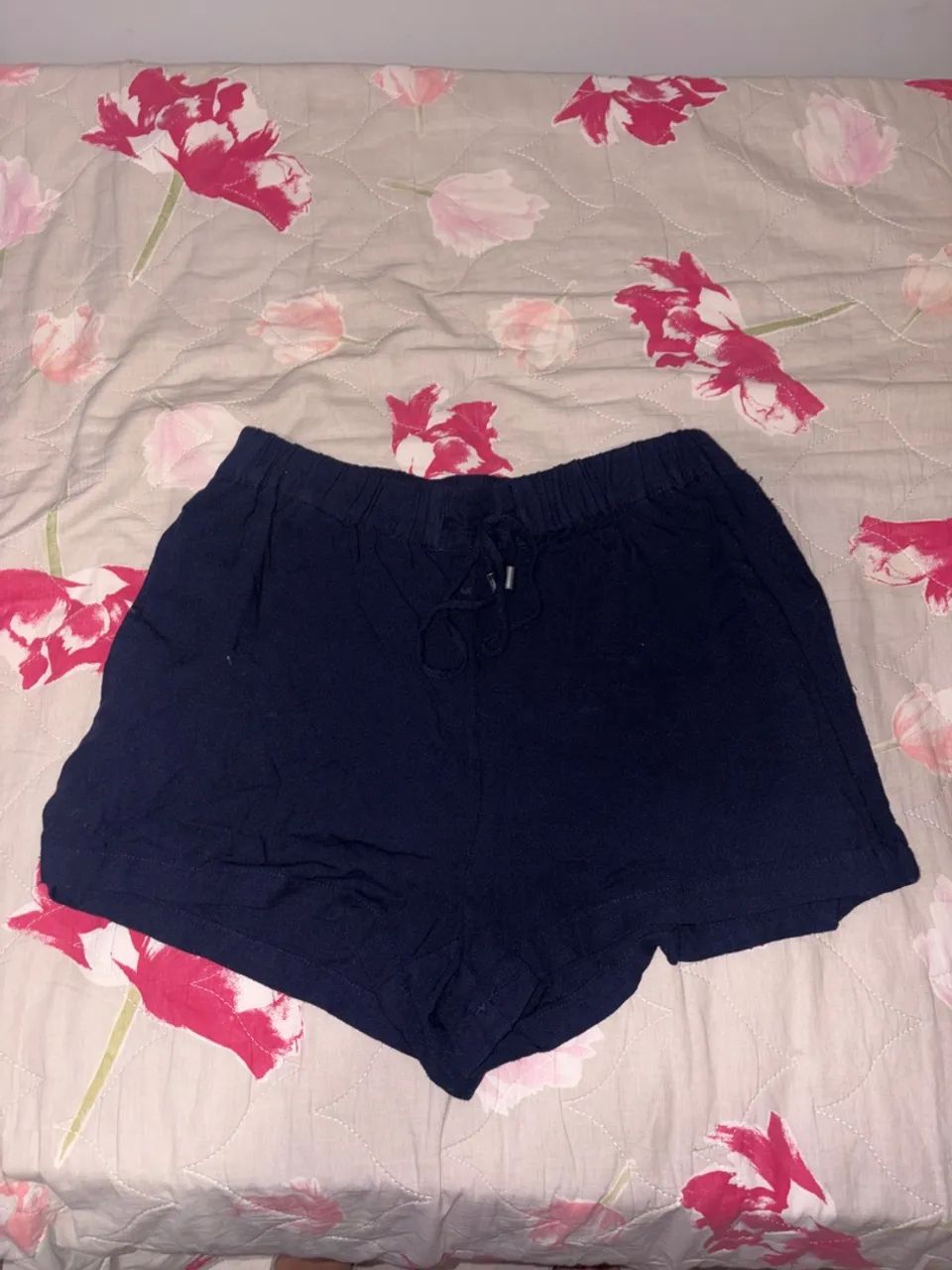 Short Feminino Linho Azul marinho P