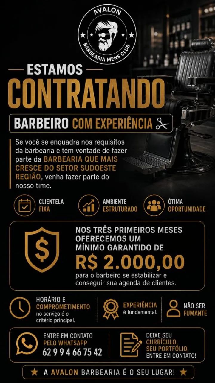 Vaga para  barbeiro 