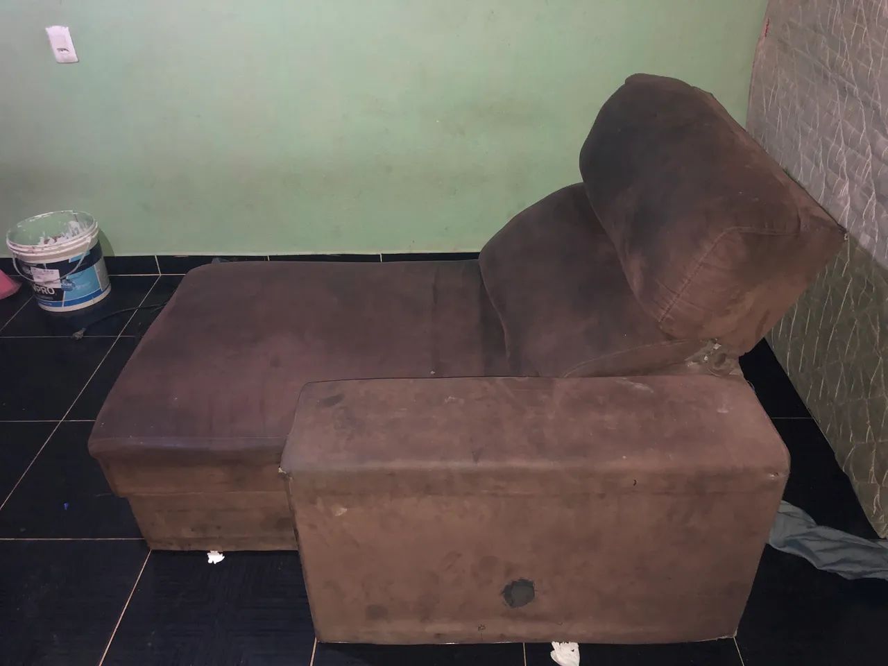 Módulo de Sofá Retrátil e Reclinável Marrom Suede (1 Lugar / Chaise)