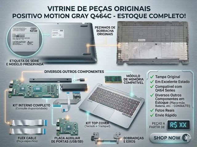 Carcaça Positivo Motion Q464C Tampa Inferior Traseira   - Foto 2