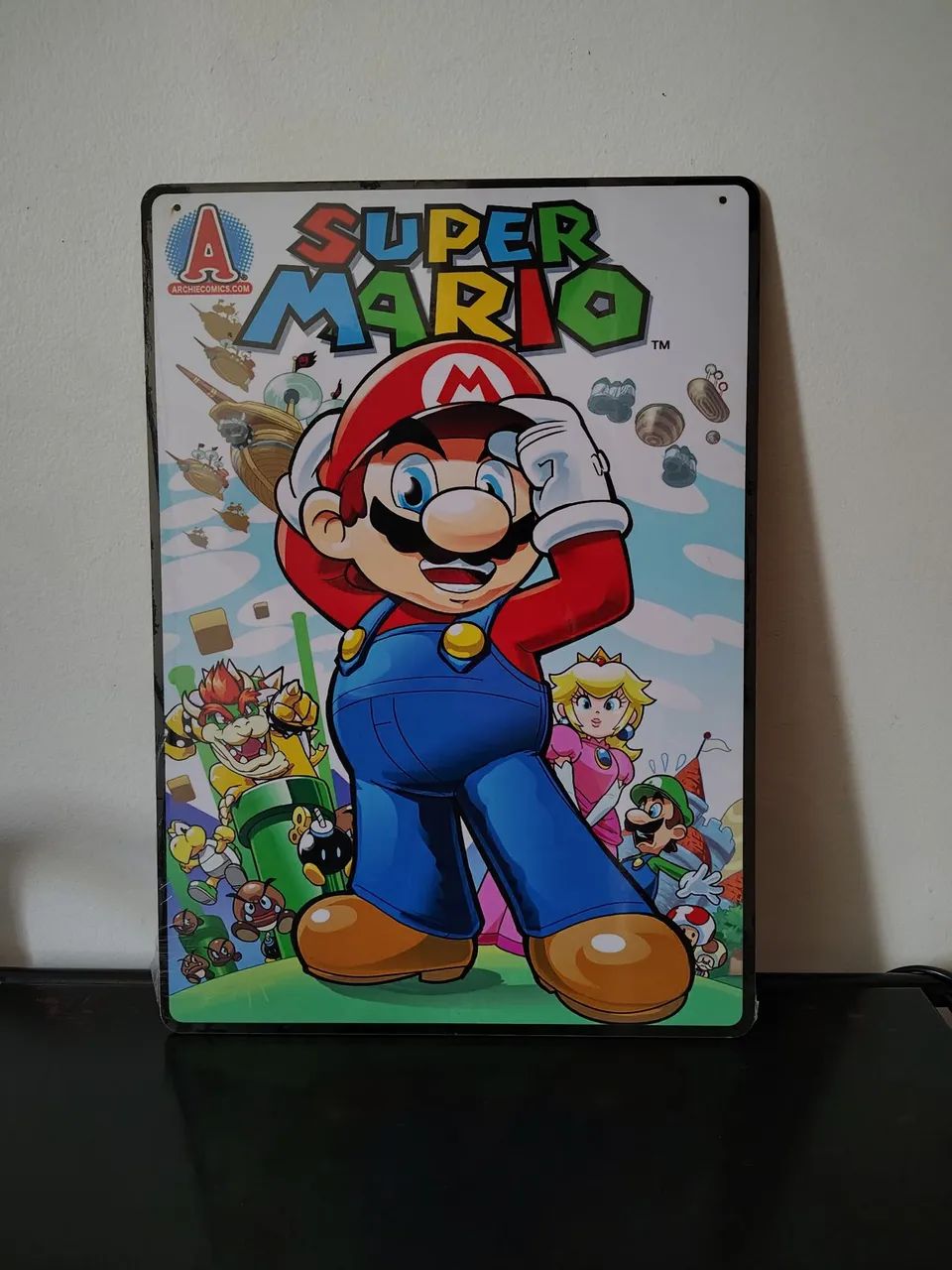 placa decorativa super mario