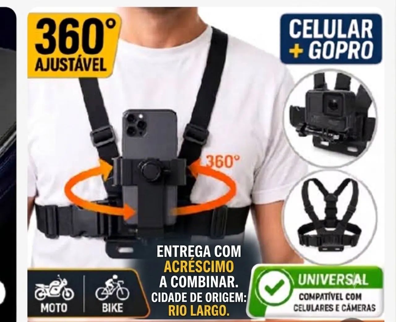 Suporte peitoral para celular mãos livres.