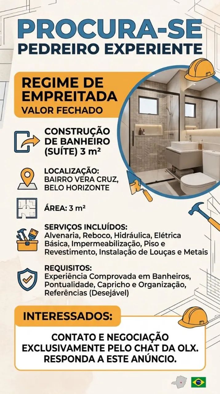 Contrata-se Pedreiro empreitada