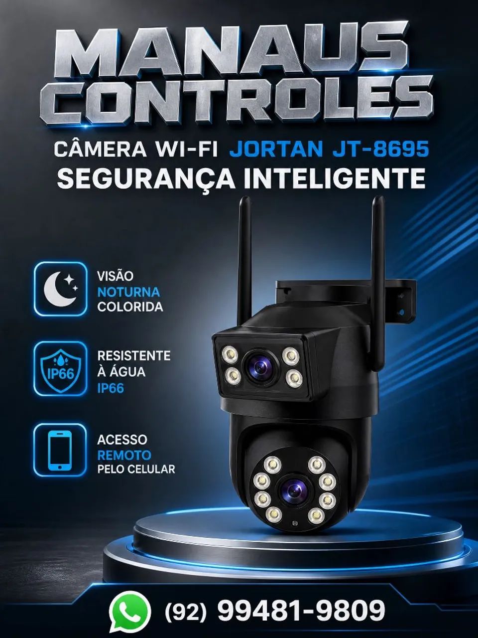 Câmera de segurança com lente dupla inteligente visão noturna e aplicativo 