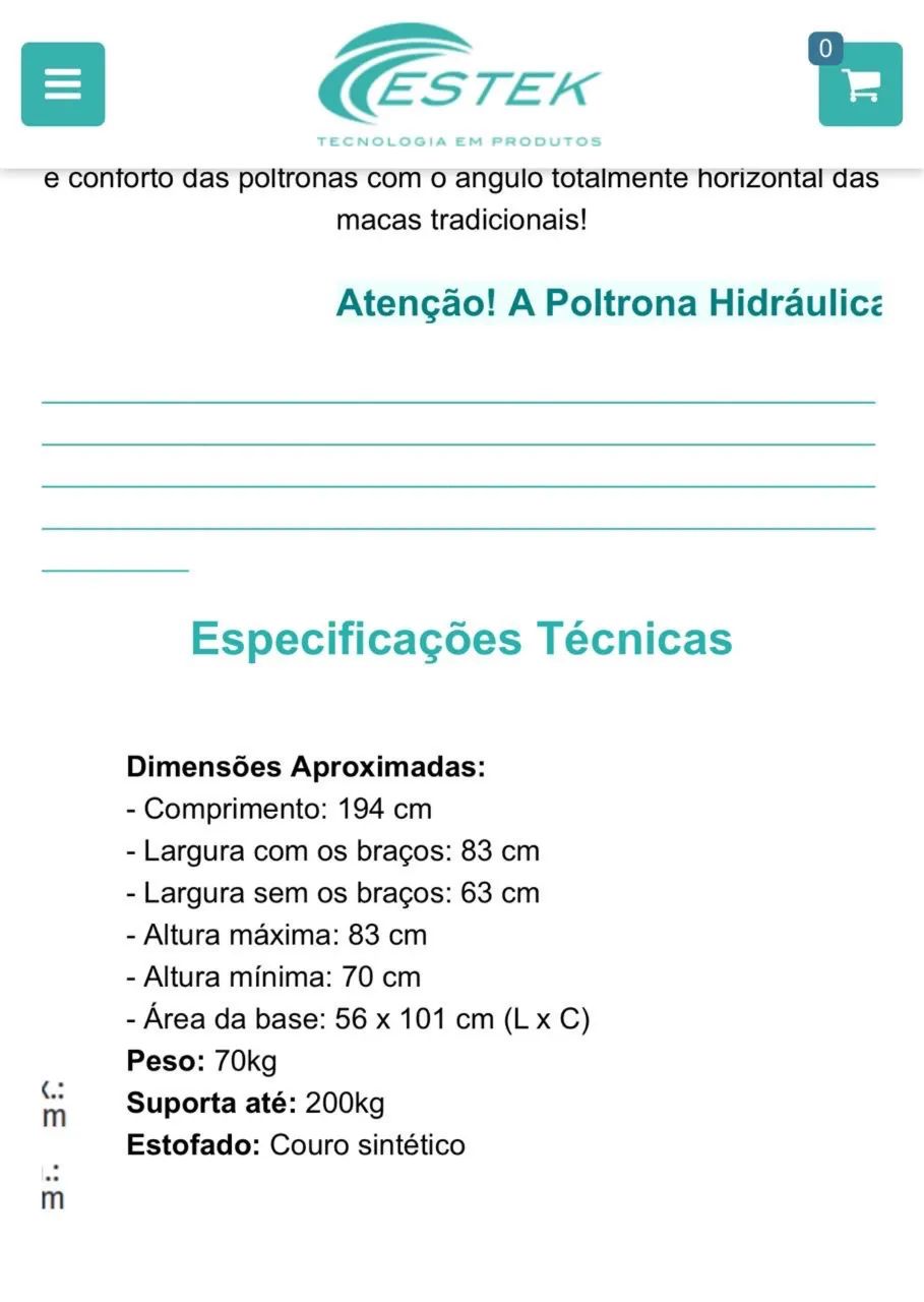 Maca Hidráulica Estética com ajuste de altura - Estek - Foto 4