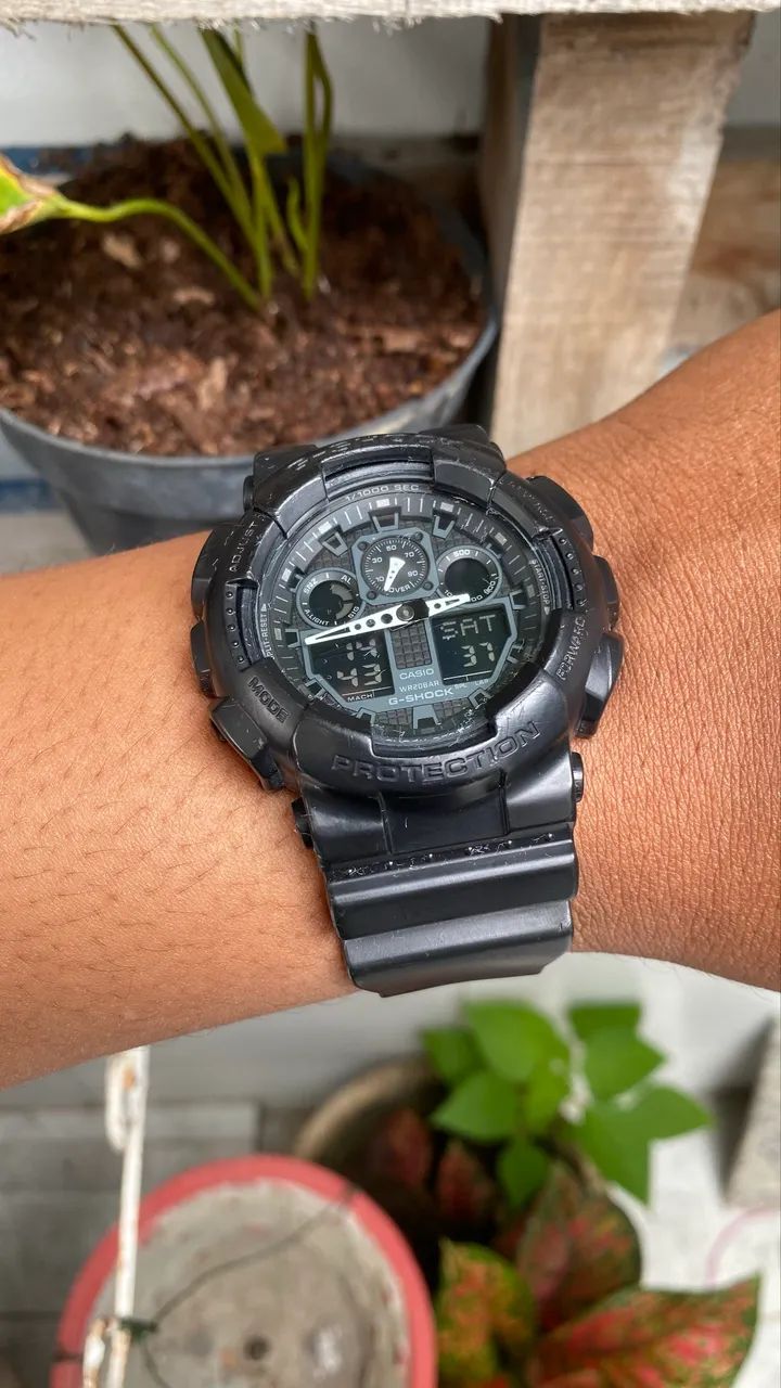 カシオ Relógio G-Shock 5146 WR20BAR Casio preto com detalhes Cinza