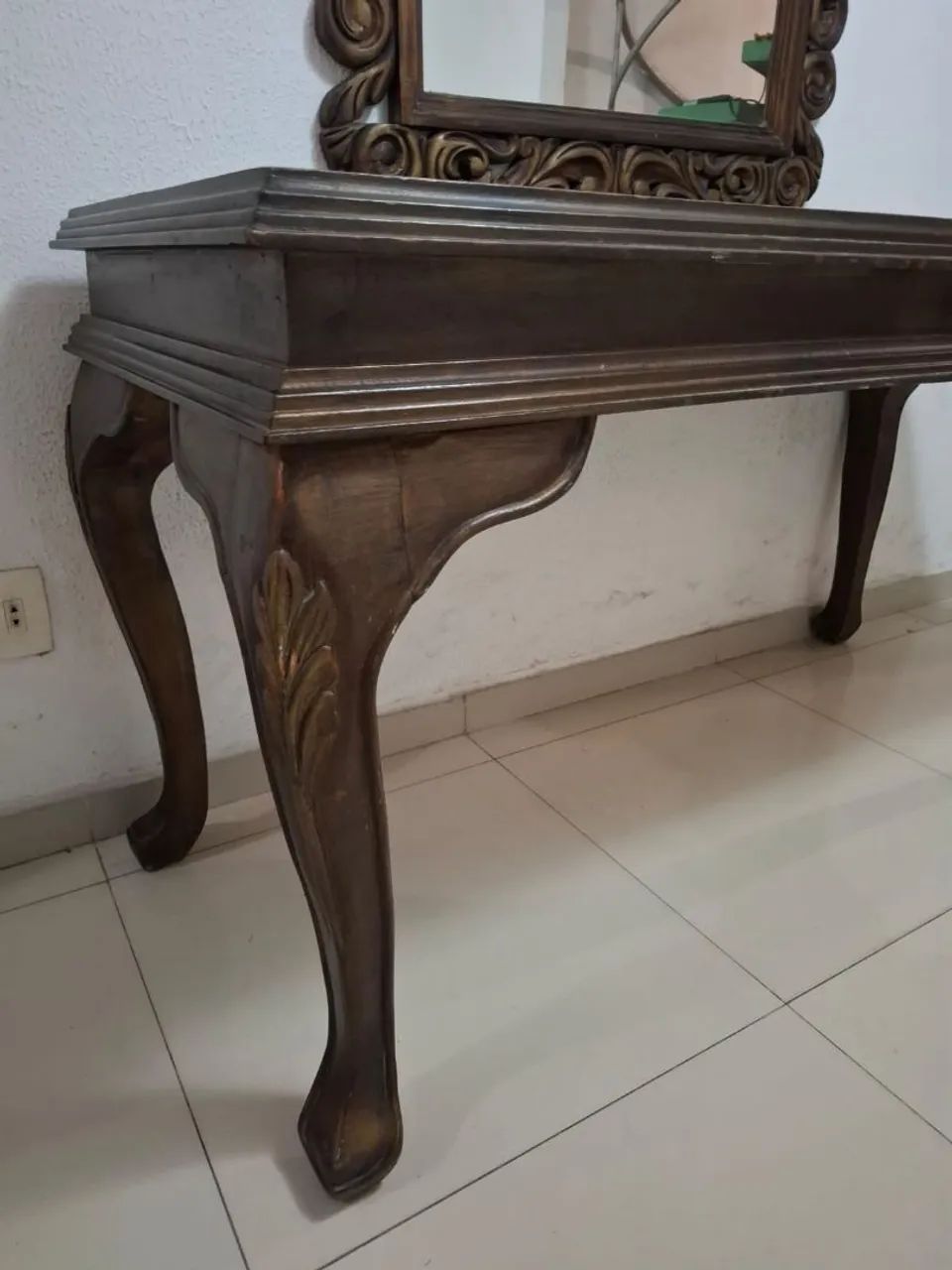 Aparador/console de madeira com espelho - Foto 2