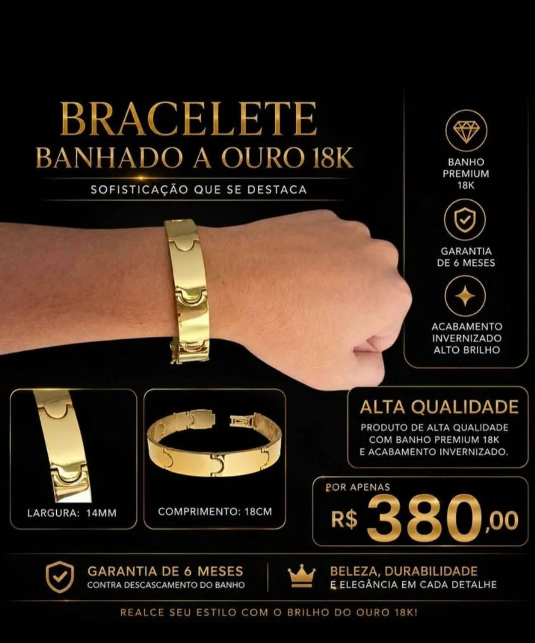 Bracelete banhando a ouro18k