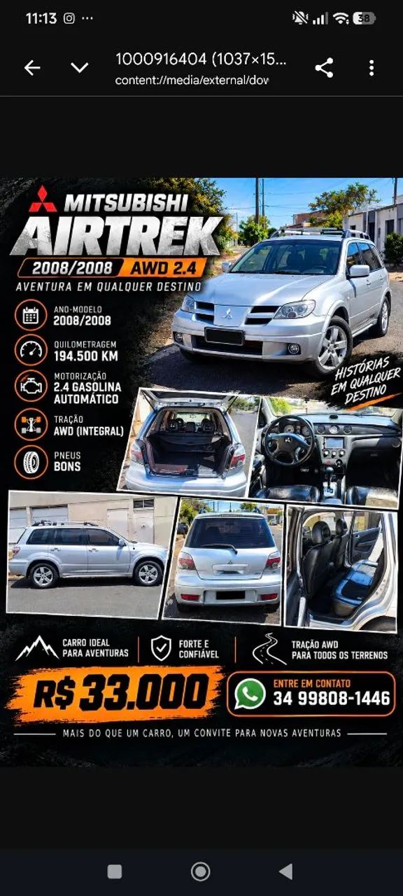 Mitsubishi Airtrek Airtrek 2.4 16V 163cv/ 136cv 4x4 5p Aut. 2008