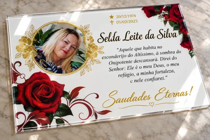 placas para tumulo em acrilico