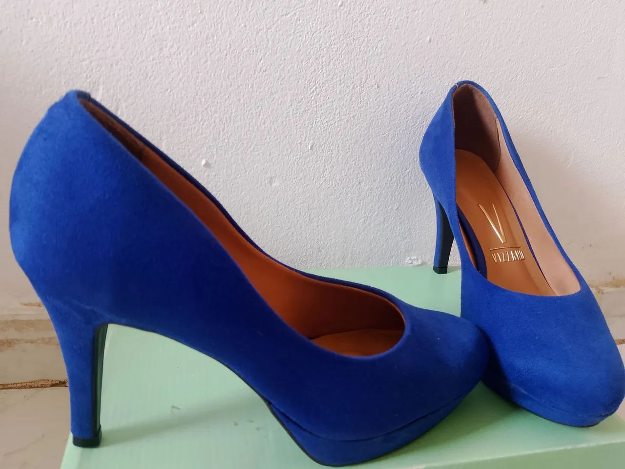 Scarpin meia pata vizzano azul 37 - Foto 2